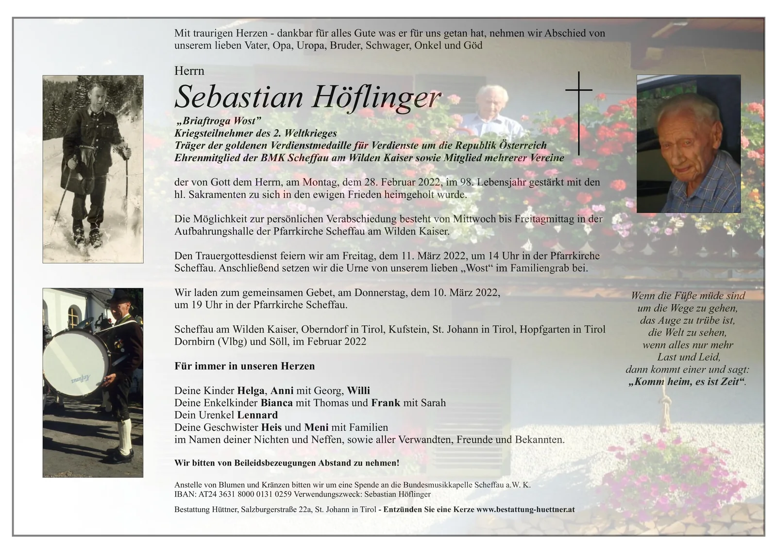 Beerdigung von Wast Höflinger