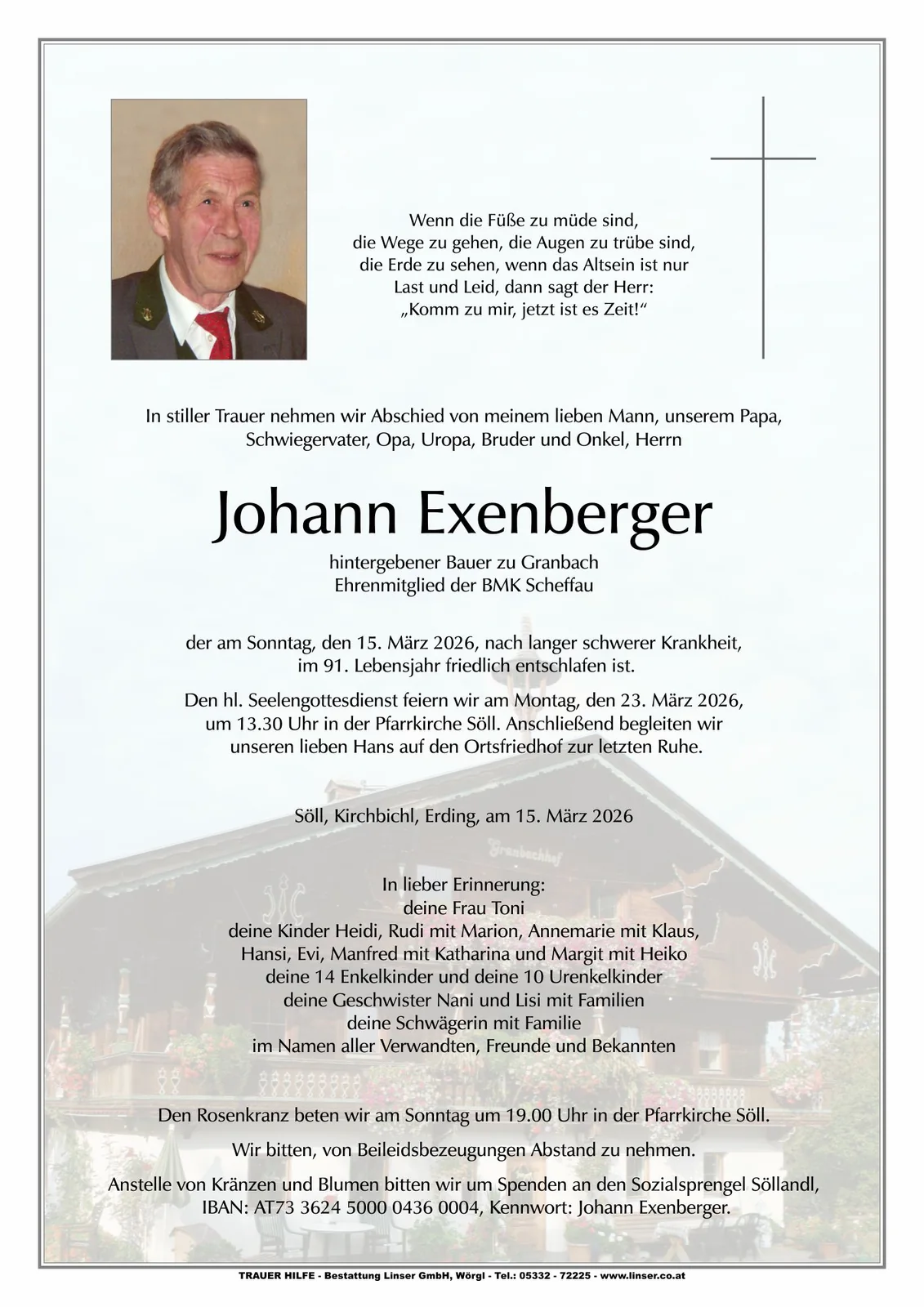 Beerdigung Johann Exenberger