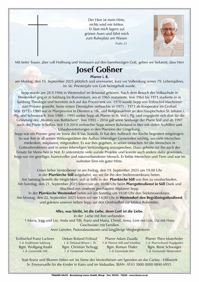 Beerdigung von Josef Gossner