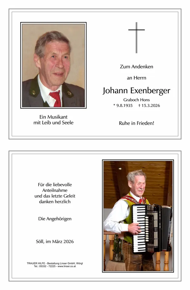 Beerdigung Johann Exenberger